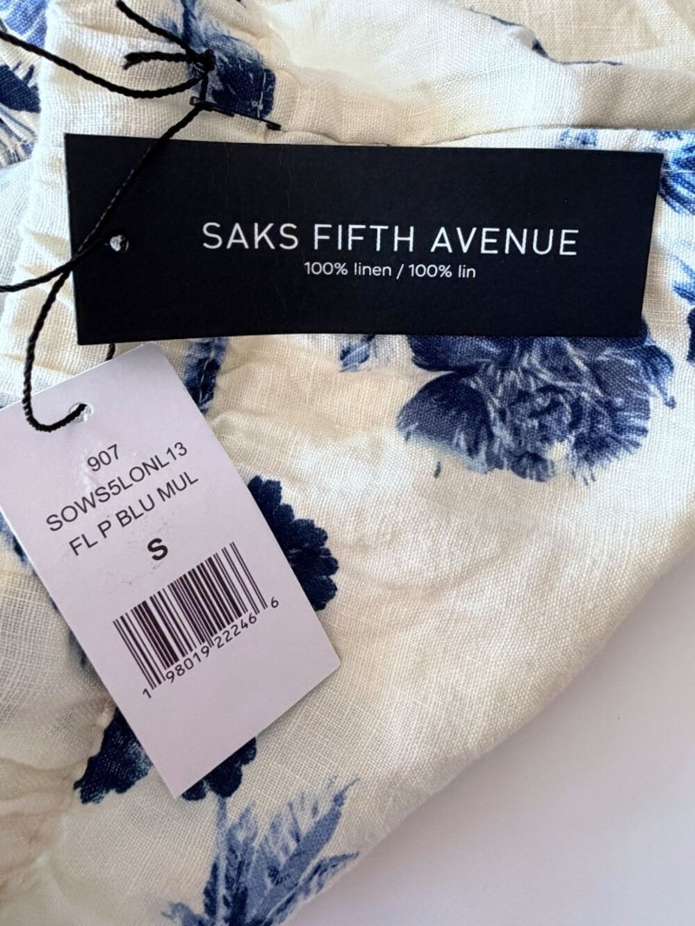 Saks Fifth Avenue NWT 100% Linen Floral Palm Print Pull On Shorts Sz S - Picture 4 of 9